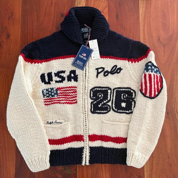 Polo Ralph Lauren Other - Polo Ralph Lauren 2026 Team USA Olympic Hand-Knit Wool Cardigan M Artisan Signed